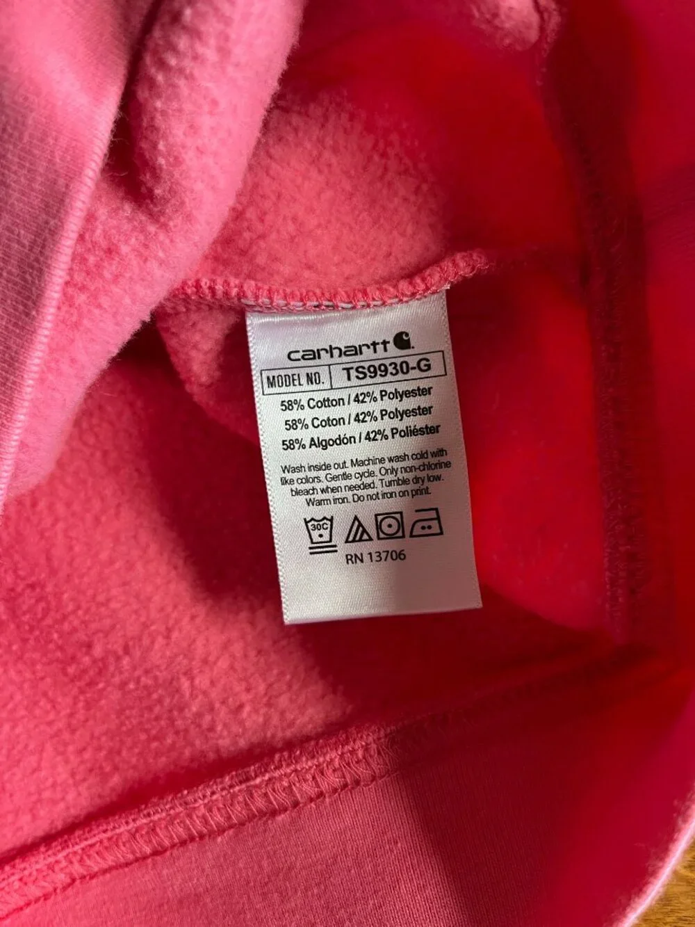 Carhartt pink half-zip hoodie 18m